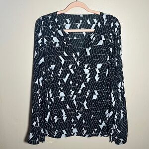 Worthington Plus Geometric Black White Career Top | 2X